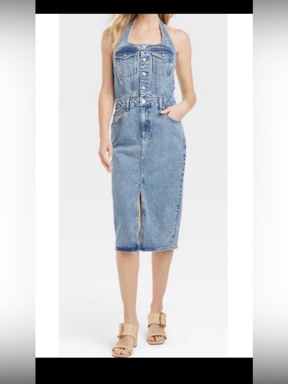 Universal Thread Light Blue Denim Midi Dress